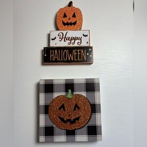 Halloween Set Of 2 Wood Display Block Decorations